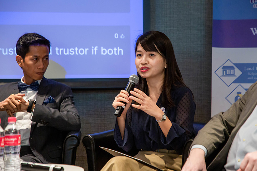 Sok Vanseka, Managing Partner at Sethalay Law Office, speaking during the panel discussion.