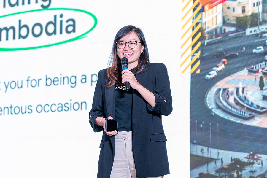 Esna Ong from Google Cloud Singapore speaking at the Cambodia Tech Catalyst 2024 event