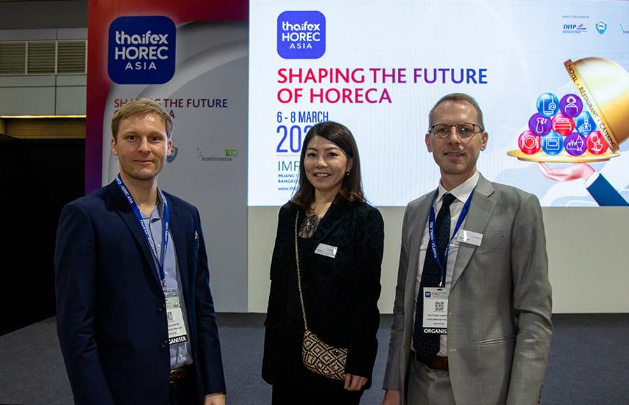 Sven Schaefer, Wendy Lim and Mathias Kuepper from Koelnmesse - THAIFEX HOREC Asia 2024